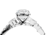 White gold Emerald Solitaire Leaf-Inspired Diamond Ring with Pavé Band and Four-Prong Setting_8