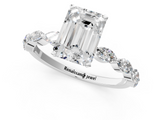 White gold Emerald Solitaire Marquise Side Stone Prong Setting Ring_87