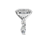 White gold Emerald Solitaire Marquise Side Stone Prong Setting Ring_91