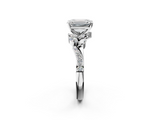 White gold Emerald Solitaire Marquise Twist Band with Six-Prong Setting_130