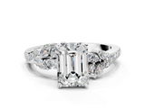 White gold Emerald Solitaire Marquise Twist Band with Six-Prong Setting_130