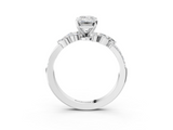 White gold Emerald Solitaire Marquise Twist Band with Six-Prong Setting_131