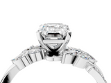 White gold Emerald Solitaire Marquise Twist Band with Six-Prong Setting_132