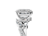 White gold Emerald Solitaire Marquise Twist Band with Six-Prong Setting_133