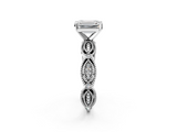 White gold Emerald Solitaire Milgrain Diamond Engagement Ring with Bezel and Marquise Band_103