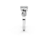White gold Emerald Solitaire Milgrain Leaf Band with Prong Setting_5