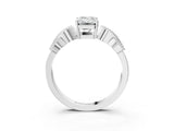 White gold Emerald Solitaire Milgrain Leaf Band with Prong Setting_6