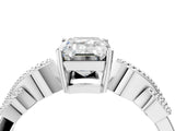 White gold Emerald Solitaire Milgrain Leaf Band with Prong Setting_7