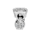 White gold Emerald Solitaire Milgrain Leaf Band with Prong Setting_8