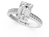 White gold Emerald Solitaire Pavé Band Prong Setting Ring_19