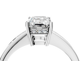 White gold Emerald Solitaire Pavé Band Prong Setting Ring_23