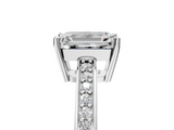 White gold Emerald Solitaire Pavé Band Prong Setting Ring_23