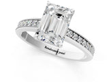 White gold Emerald Solitaire Pavé Band Prong Setting Ring_48