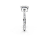 White gold Emerald Solitaire Pavé Band Prong Setting Ring_49