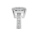 White gold Emerald Solitaire Pavé Band Prong Setting Ring_54