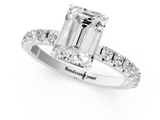 White gold Emerald Solitaire Pavé Band with Four-Prong Setting_167