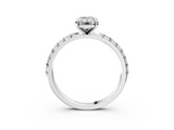 White gold Emerald Solitaire Pavé Band with Four-Prong Setting_169