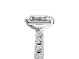 White gold Emerald Solitaire Pavé Band with Four-Prong Setting_171