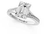 White gold Emerald Solitaire Pavé Band with Four-Prong Setting_65