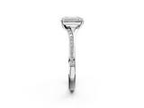 White gold Emerald Solitaire Pavé Band with Four-Prong Setting_66