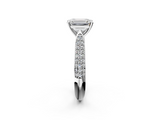 White gold Emerald Solitaire Pavé Diamond Engagement Ring with Four-Prong Setting_199