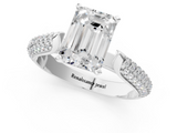 White gold Emerald Solitaire Pavé Diamond Engagement Ring with Four-Prong Setting_199
