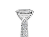 White gold Emerald Solitaire Pavé Diamond Engagement Ring with Four-Prong Setting_203