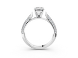 White gold Emerald Solitaire Pavé Diamond Engagement Ring with Four-Prong Setting_203