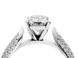 White gold Emerald Solitaire Pavé Diamond Engagement Ring with Four-Prong Setting_204