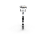 White gold Emerald Solitaire Pavé Diamond Milgrain Engagement Ring with Four-Prong Setting_31