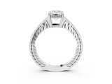 White gold Emerald Solitaire Pavé Diamond Milgrain Engagement Ring with Four-Prong Setting_32