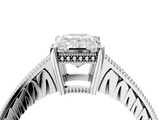 White gold Emerald Solitaire Pavé Diamond Milgrain Engagement Ring with Four-Prong Setting_33