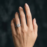 White gold Emerald Solitaire Pavé Diamond Milgrain Engagement Ring with Four-Prong Setting_50