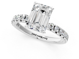 White gold Emerald Solitaire Pave Diamond Engagement Ring with Four-Prong Setting_369