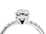 White gold Emerald Solitaire Pave Diamond Engagement Ring with Four-Prong Setting_372