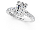 White gold Emerald Solitaire Pave Diamond Engagement Ring with Prong Setting_56