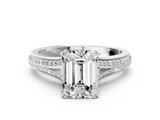 White gold Emerald Solitaire Pave Split Shank Engagement Ring with Six-Prong Setting_47