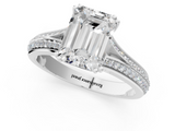 White gold Emerald Solitaire Pave Split Shank Engagement Ring with Six-Prong Setting_48