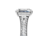 White gold Emerald Solitaire Pave Split Shank Engagement Ring with Six-Prong Setting_52