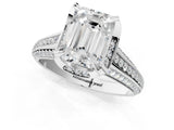 White gold Emerald Solitaire Pave Split Shank Ring with Four-Prong Setting_82