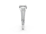 White gold Emerald Solitaire Pave Split Shank Ring with Four-Prong Setting_83