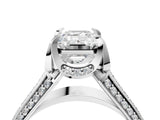 White gold Emerald Solitaire Pave Split Shank Ring with Four-Prong Setting_85