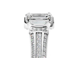 White gold Emerald Solitaire Pave Split Shank Ring with Four-Prong Setting_86