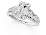White gold Emerald Solitaire Split Shank Pavé Diamond Engagement Ring_377