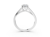 White gold Emerald Solitaire Split Shank Pavé Diamond Engagement Ring_379