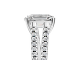 White gold Emerald Solitaire Split Shank Pavé Diamond Engagement Ring_381