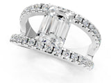 White gold Emerald Solitaire Split Shank Pave Diamond Ring_74