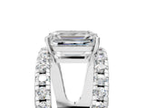 White gold Emerald Solitaire Split Shank Pave Diamond Ring_74