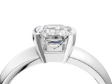White gold Emerald Solitaire Tension Set Diamond Ring with Wide Band_22