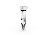 White gold Emerald Solitaire Tension Set Diamond Ring with Wide Band_22